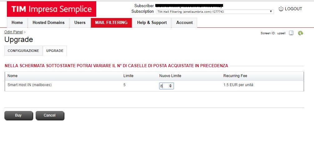 Configurazione numero caselle